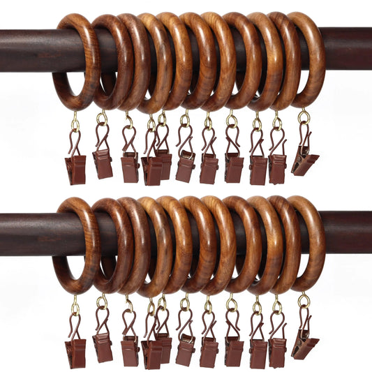 Rosewood Wooden Curtain Rod Rings – 1.5 Inch Drapery Rings