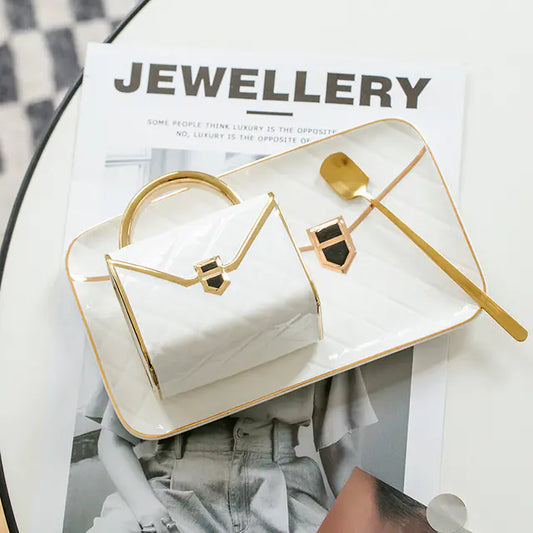 Luxury Ceramic Coffee Cup & Saucer Set with Spoon